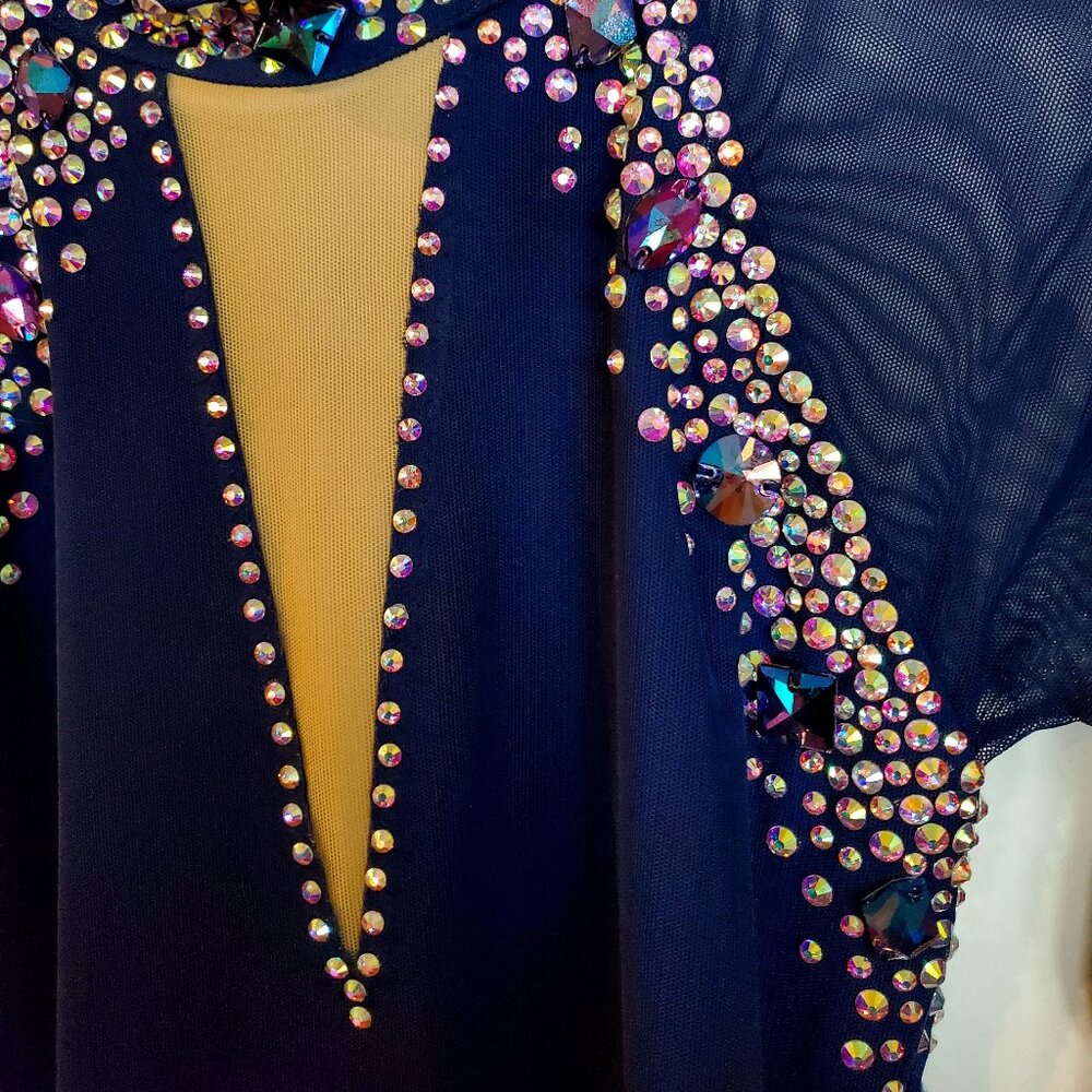 Beautifull Navy Blue Figure Skating Competition Costume / Dress Ladies Medium